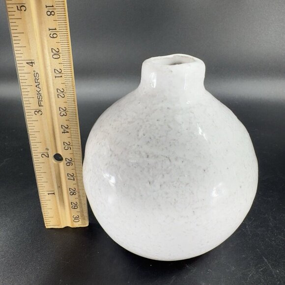 Vintage Hand Made RedWare Pottery Bud Vase Vessel White Glaze Folk Art Decor - Picture 2 of 11